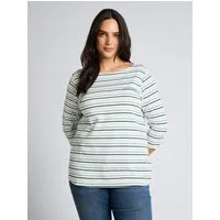 TOM TAILOR PLUS 3/4-Arm-Shirt T-Shirt (im Einserpack) Plus Size - Langarmshirt mit Streifenmuster