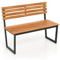 COSTWAY Gartenbank, Akazienholz, 2-Sitzer Sitzbank mit Lehnen, Metallrahmen 360kg