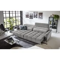 Iwaniccy Big-Sofa 2x elektr. Sitzverstellung, Cord silbergrau - 280x108x118cm (BxHxT)