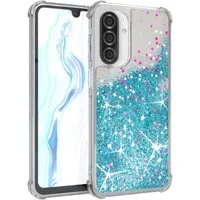 EAZY CASE Handyhülle Liquid Glittery Case für Samsung Galaxy A26 5G 6,7 Zoll, Gloss Slimcover Girly Backcover Bling Phone Case kratzfeste Cover Blau