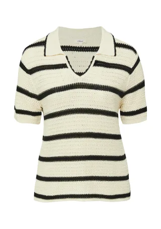 s.Oliver - Strickpullover beige/schwarz - Gr. - 48