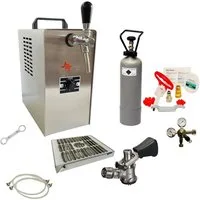 ich-zapfe Bierzapfanlage Komplett Set - Zapfanlage JET 30 Bierkoffer, Durchlaufkühler 1-leitig, Trockenkühler, bis zu 35 Liter/h, Reinigungsset für Zapfanlage und Keg