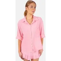 Seasons of April Hemdbluse CELINA MUSSELIN Kurze Damen Musselin Bluse mit Tasche, 100% Baumwolle, luftig locker