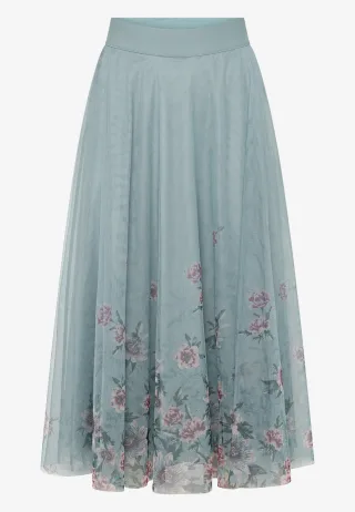 zero - Tüllrock mit Blumen patch blue/pink - Gr. - 36