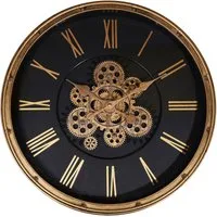 Hermann Jäckle Wanduhr Skelett 3099A 50,5 cm Industrial schwarz roségold bewegliche Zahnräder