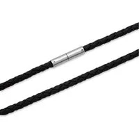 Unique Lederband Echte Lederkette in schwarz geflochten mit Edelstahlverschluss LN0002