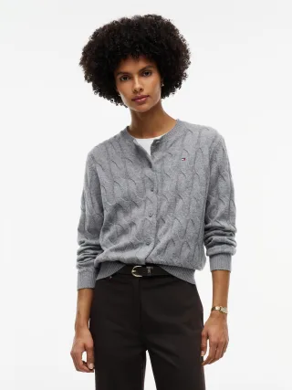 SOFT WOOL CARDI Medium Grey Heather - Gr. - XL
