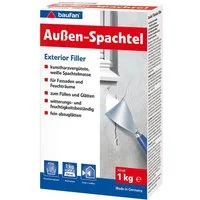 baufan® Spachtelmasse Außen-Spachtel 1kg kunstharzvergütete weiß Aussenspachtel Füllmasse, zur Anwendung an Fassaden und in Feuchträumen