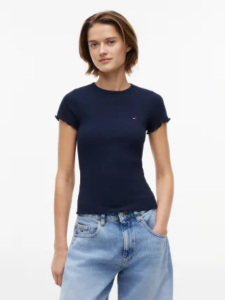 Tommy Jeans (PVH Group) - TJW SLIM LETTUCE EDGE RIB SS Dark Night Navy - Gr. - S