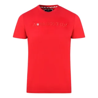 Aquascutum Brand Embossed Logo Rotes T-Shirt