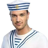 Boland Kostüm Mütze Navy Sailor Matrosenmütze mit Anker für Seemann Marine-Kostüm, Kombinierbar mit Matrosen- und Seemannskostümen