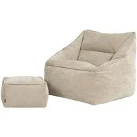 icon Sitzsack chenille premium Sessel „Natalia" mit Hocker (Spar-Set, 1 x Sitzsack-Sessel, 1 x Fußhocker), Sitzsack XXL, Made in Germany, für Erwachsene & Kinder, für Wohnzimmer