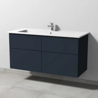 Sanipa 3way Keramik-Set Venticello Keramik-Waschtisch und Unterbau mit 4 Auszügen, Marine-Matt SP3271R