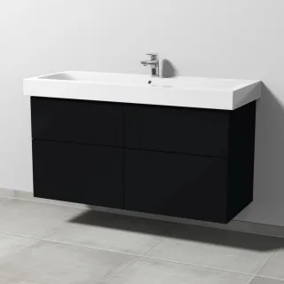 Sanipa 3way Waschtischunterbau zu Geberit iCon Waschtisch mit 4 Auszügen, Schwarz-Matt SF65508