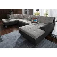 DOMO collection Wohnlandschaft TREVISO inkl. Zierkissen, moderne Steppung, XXL: 364x201x83 cm, wahlweise mit Bettfunktion, in vielen Bezugsarten auch in Cord U-Form