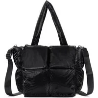 ITALYSHOP24 Schultertasche Damen Tasche Leopard Nylon Puffer Shopper Tote Bag Crossover Freizeit, LEO CrossBody Beuteltasche Handtasche Weekender Reisetasche Leicht