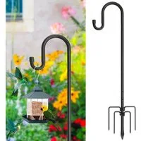 LuxusKollektion Dekohaken Schäferhaken Vogelfutterspender Metall Schwarz 5 Zinken 195cm
