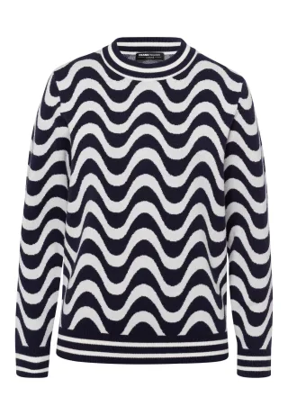 FRANK WALDER - Pullover CASUAL mit graphischen Muster ink/ecru - Gr. - 38