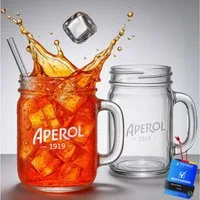 Maxito Cocktailglas als Aperol Spritz Gläser von hoher Qualität mit 360 ml mit Strohhalm, 2-tlg.