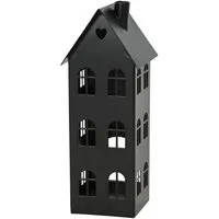 Posiwio Kerzenlaterne Lichthaus No. 1 schwarz aus Metall Laterne Hausform H22cm Metallhaus m