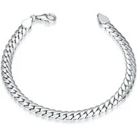 Materia Armband Herren Silber Panzerarmband 6mm SA-125, 925 Sterling Silber, rhodiniert