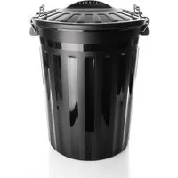 BigDean Mülleimer Wetterfeste Universaltonne mit Deckel Schwarz, Universaltonne, Mit Deckel, 2 Griffen, Clipverschlüssen