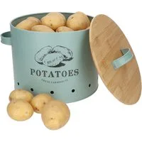 MamboCat Vorratsglas Kartoffeltopf Fresh Metall-Dose mit Bambusdeckel mint Vorratsdose, Metall