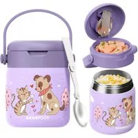 BEARFOOT Trinkflasche Thermobehälter Kinder Edelstahl - Hund & Katze lila, Thermobehälter, auslaufsicher, Edelstahl, Food jar, BPA-frei