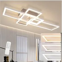 Nettlife LED Deckenleuchte Schlafzimmer Silber Dimmbar 64CM 36W Geometrisch Wohnzimmer, mit Fernbedienung, LED fest integriert, Farbwechsler, 3000K-6500K mit Fernbedienung für Flur Schlafzimmer Hotelzimmer