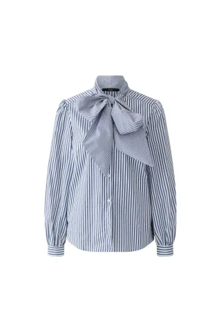 Oui - Schluppenbluse white blue - Gr. - 36