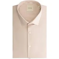 Calvin Klein Businesshemd POPLIN STRETCH SLIM SHIRT mit Kentkragen, Logoprint auf Brusthöhe