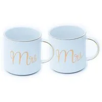 Intirilife Tasse, 1-tlg., Porzellan, Kaffeetasse Teetasse mit Goldrand und Aufschrift Mrs und Mrs 300 ml