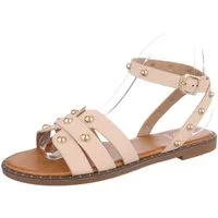 Ital-Design Damen Freizeit Riemchensandalette (86706511) Blockabsatz Riemchensandalen in Beige