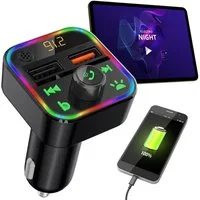 Casativo FM Transmitter mit Bluetooth 5 USB-A Ladeports & Freisprechfunktion KFZ-Transmitter, USB/SD Musik, MP3/FLAC, Bassboost, LED, 12/24V, Auto-Off