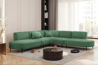 Ecksofa Designersofa VALENCIA Stoff Noel Grün Universal