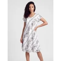 PEKIVESSA Sommerkleid Leichtes A-Linien-Kleid Volantsaum doppellagig mit Feinstrick-Futter
