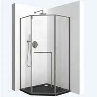 Mai & Mai Fünfeckdusche Duschkabine Eckdusche 8mm ESG-Glas mit Nano H:200cm Rav68K-P, BxT: 80x80 cm, Sicherheitsglas, Nano-Beschichtung, ESG-Glas