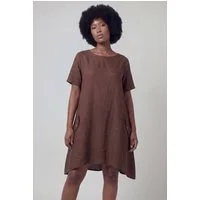 YC Fashion & Style Tunika Leinenkleid – luftiges Oversized Tunika-Kleid – One Size 34–44 dekorative Knopfdetails