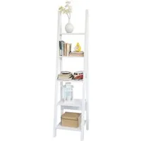 SoBuy Leiterregal FRG101, Badezimmerregal Schuhregal Pflanzenregal Balkonregal, Wandregal Badrega Standregal Bücherregal mit fünf Böden