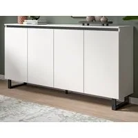 Inn.Furn Sideboard Gelia (Kommode in Weiß mit schwarzen Absetzungen, 4-türig, 160 x 84 cm), 8 Fächer, Soft-Close-Funktion