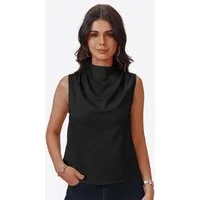 Imily Bela Blusentop Damen Business Ärmellose Satin Bluse (Packung, 1-tlg., 1per-Pack) mit Knöpfen
