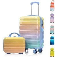 LVHOM Hartschalen-Trolley Handgepäck-Trolley&Koffer 2/4-St.14"/20"/24"/28", leise Rädern für Tour, Geschäftstrip, Familienurlaub, längere Erkundungen, Flughafentransfers