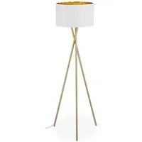 relaxdays Stehlampe Dreibein Stehlampe in Weiß & Gold