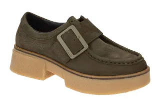 Clarks 26178679 4 Linoso_Monk dark green Damen Slipper mit Plateau Mokassin