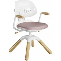 HOKO Kinderstuhl höhenverstellbar für Kinder & Jugendliche (Kinderdrehstuhl mit Holzbeinen, dynamisch mitbewegende Rückenlehne, Sitzhöhe von 40 bis 50 cm, 1 St), 360° drehbar, rutschhemmenden Füßen, Sitzfläche neigbar, Rosa, LAURA