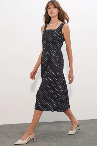 Punkte A-Linie Midi-Kleid