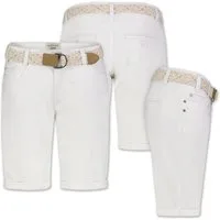 SUBLEVEL Bermudas Damen Short Bermuda kurze Hose Sommer Chino Short Stoff Hose Gürtel