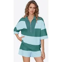 Imily Bela Hausanzug Damen Gestreifte Trainingsshorts-Sets (Set, 2 tlg., Sweatshirt + Shorts) mit Taschen
