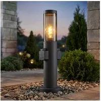 GLOBO LIGHTING Außen-Stehlampe, Leuchtmittel nicht inklusive, Gartenleuchte mit Steckdose anthrazit Aussenleuchte mit