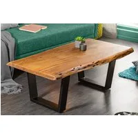 Sitheim-Europe Couchtisch PHOENIX Massiver Baumstamm Couchtisch 110cm Akazienholz Honig 3.5cm, 100% Massiver Baumstamm Akazienholz